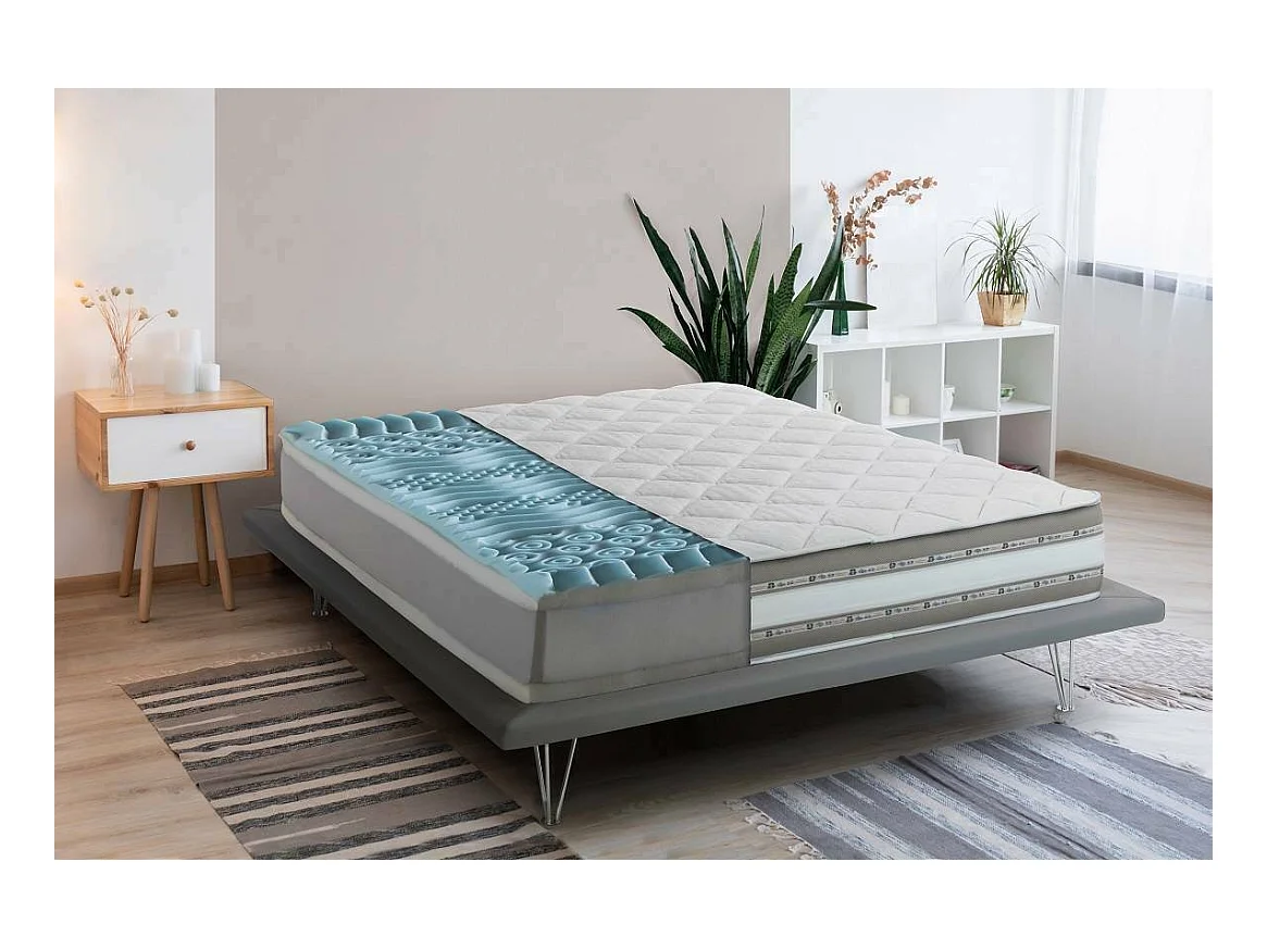 Matelas simple Dmorell, matelas en mousse à mémoire de forme et gel avec 9 zones différenciées, 100% Made in Italy, anti-acariens et hypoallergénique, 90x190h27 cm