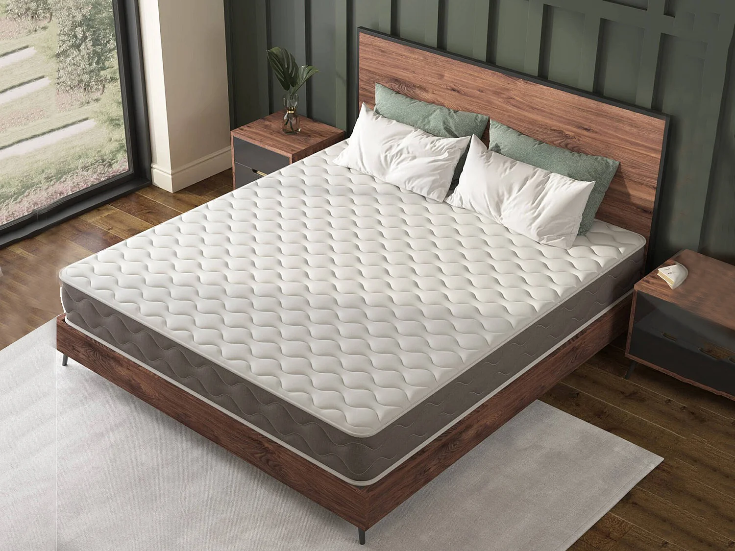 Dmauriz dubbele matras, Memory Foam Matras, Ergonomische matras, Anti-mijt en hypoallergene matras, 100% Made in Italy, 120x200xh21 cm