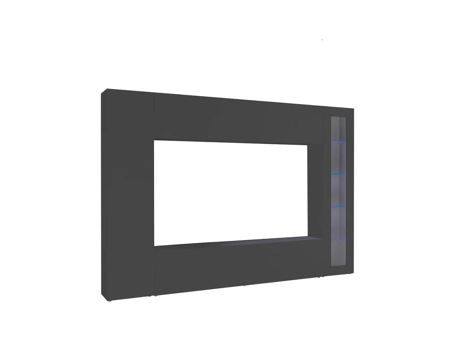 Dceid wandsysteem, TV-meubel woonkamerset, Multifunctioneel woonkamermeubel met vitrine en LED-licht, 100% Made in Italy, 260x30h180 cm, Antraciet