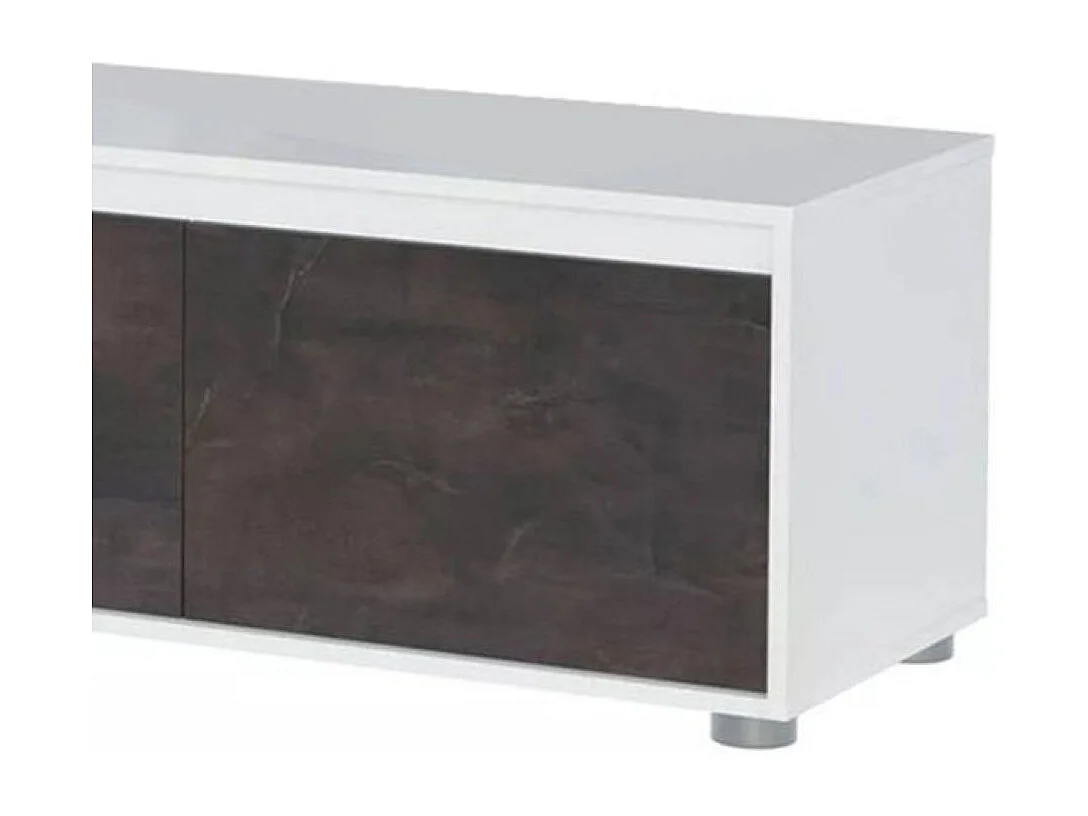 Pared equipada Damatte, Mueble de tv para salón, Composición del juego de sala, Juego de salón con mueble alto, 200x41h43 cm, Blanco y Oxido