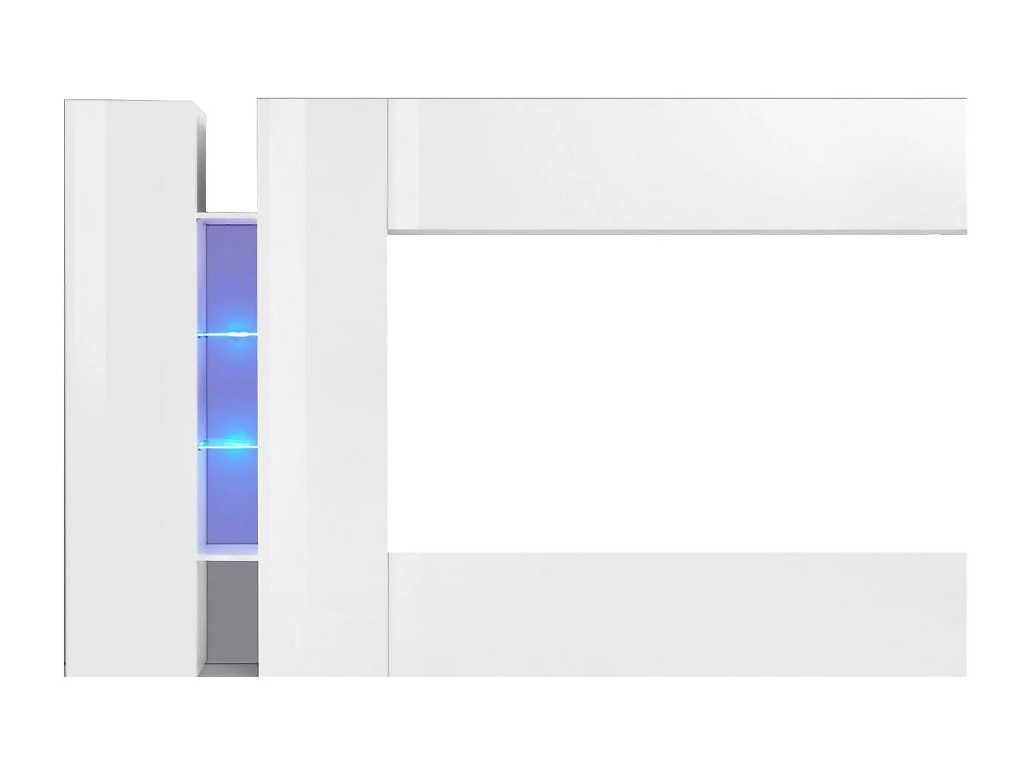 Parete Attrezzata Enstatite, 15 Ripiani Made in Italy, 30x280x180h cm Bianco Lucido