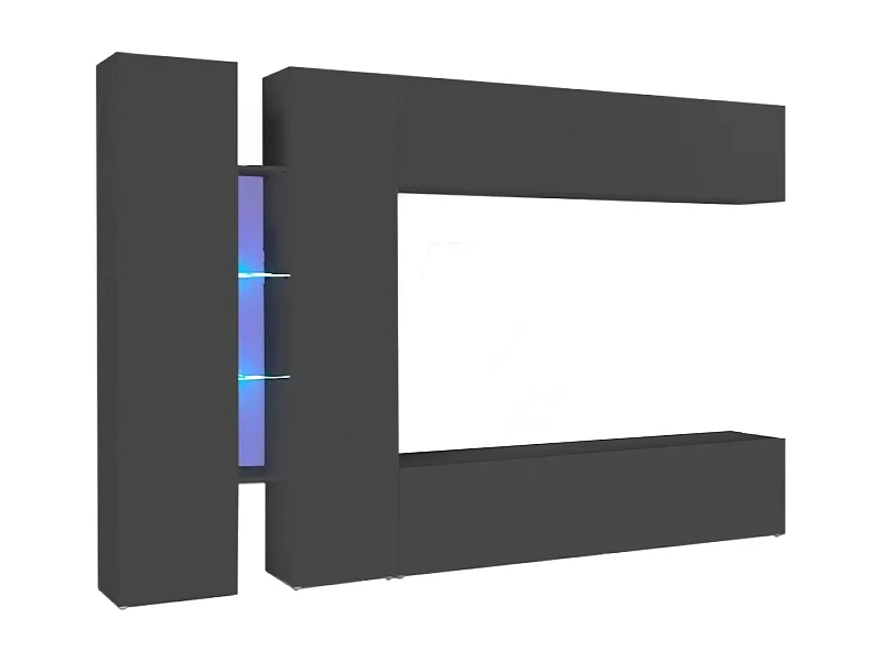 Système mural Dboudr, meuble TV 4 portes, meuble de salon polyvalent, 100% Made in Italy, 280x30x180 cm, Anthracite