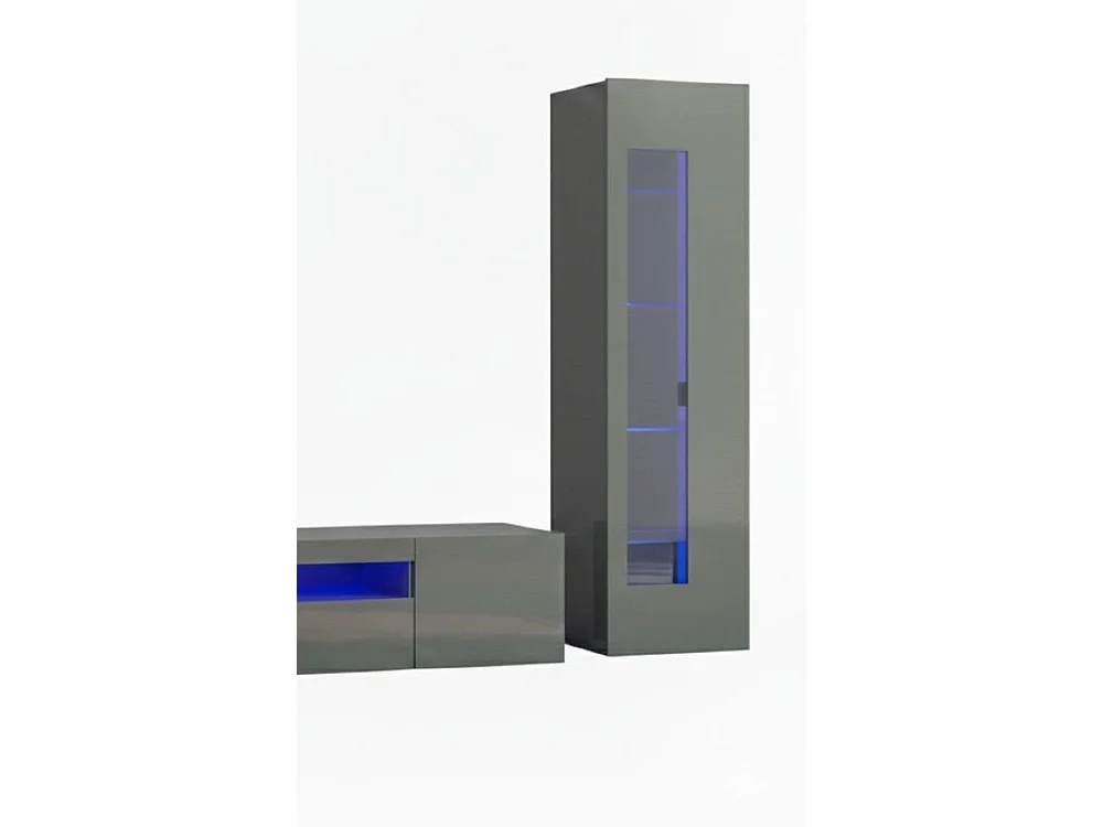 Ensemble mural Dcontin, meuble TV pour salon, meuble de salon polyvalent avec lumière LED, 100% Made in Italy, 290x40h162 cm, Anthracite Brillant