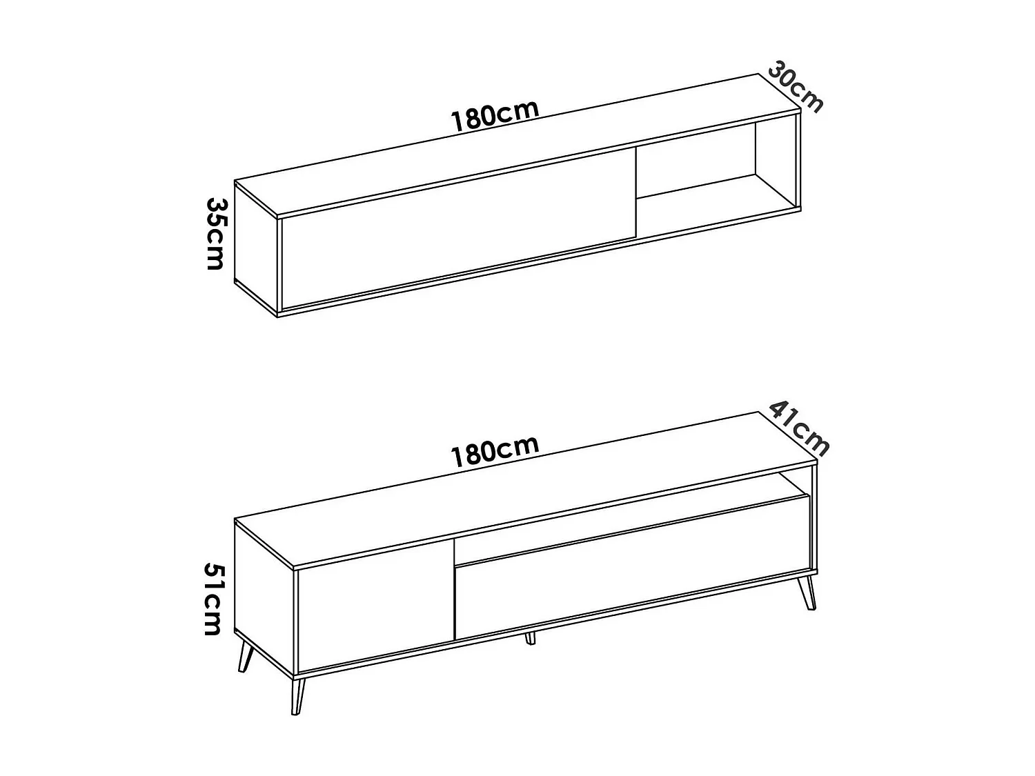 Dmillic TV-meubel, TV-meubel woonkamerset, Multifunctioneel woonkamermeubel, 180x41h180 cm, Antraciet en Knoopeiken