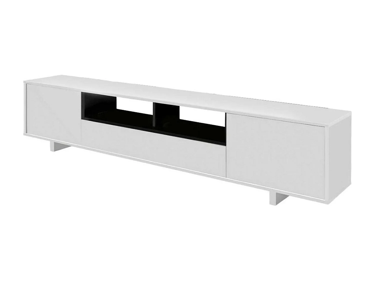 Dafanti wandsysteem, TV-meubel woonkamermeubel, Samenstelling woonkamerset, Woonkamerset met wandmeubel, 200x41h46 cm, Glanzend wit