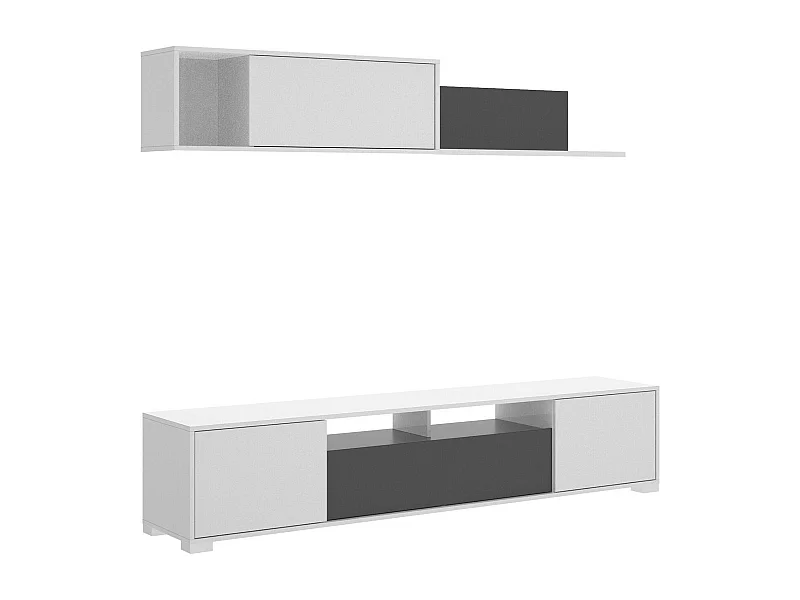 Sistema de parede Dfalcon, móvel de sala de TV, móveis de sala multiuso, 200x41h180 cm, Branco e Antracite