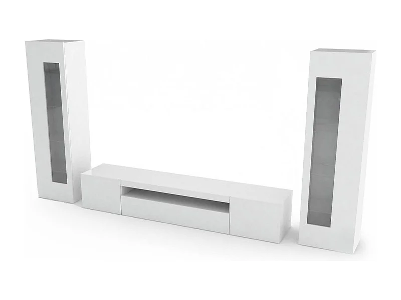 Unité murale Dcontin, meuble TV pour salon, meuble de salon polyvalent, 100% Made in Italy, 290x40h162 cm, Blanc brillant