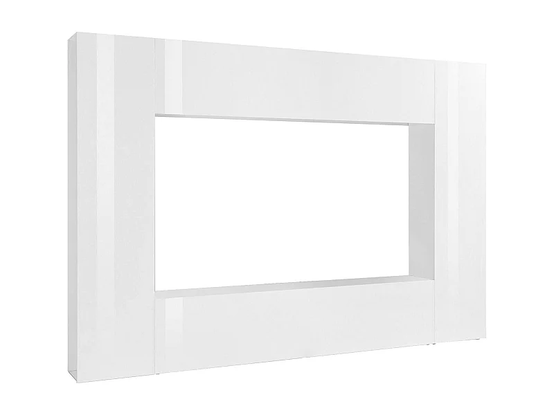 Dmora - Parete attrezzata Amel, cm 260x30h180, Bianco lucido