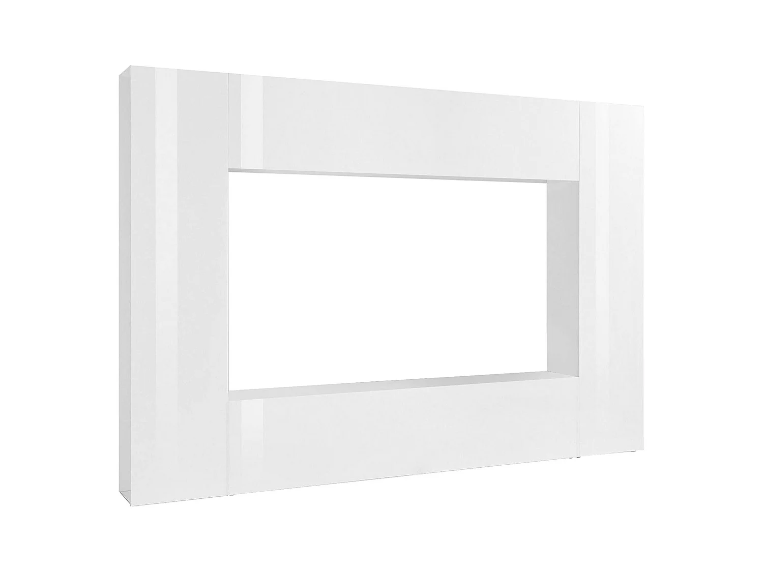 Dgirm wandsysteem, 4-deurs TV-meubel woonkamerset, Multifunctioneel woonkamermeubilair, 100% Made in Italy, 260x30h180 cm, Glanzend wit