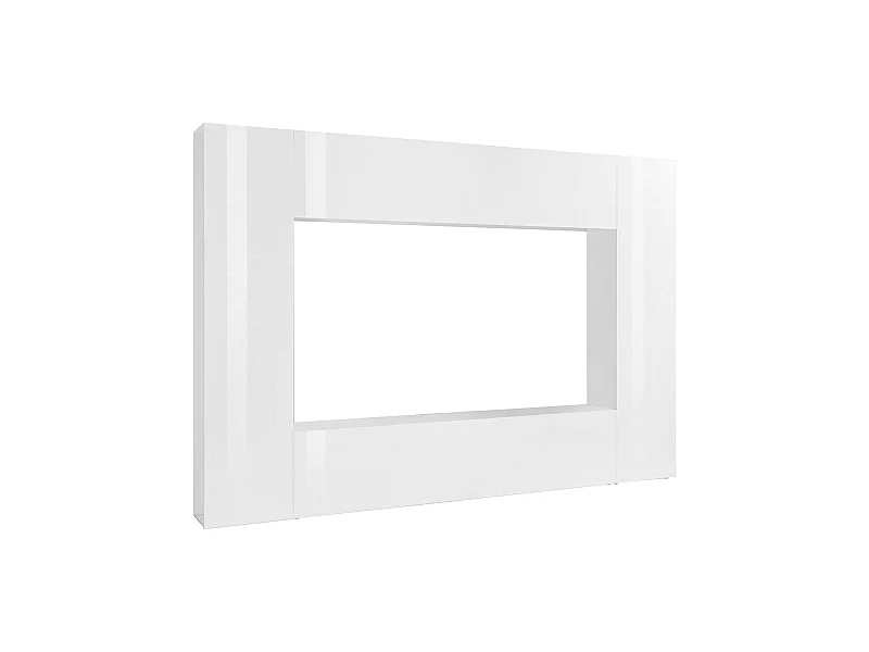 Dgirm wandsysteem, 4-deurs TV-meubel woonkamerset, Multifunctioneel woonkamermeubilair, 100% Made in Italy, 260x30h180 cm, Glanzend wit