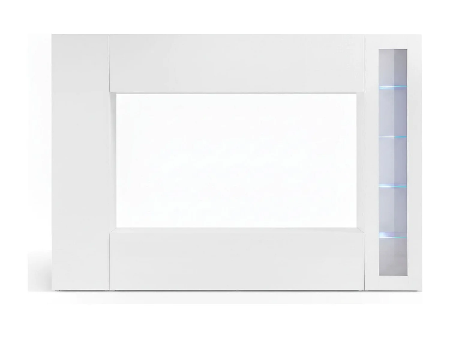 Élément Mural Dgirm, Blanc Brillant, Avec Lumière Led Bleue Et Vitrine