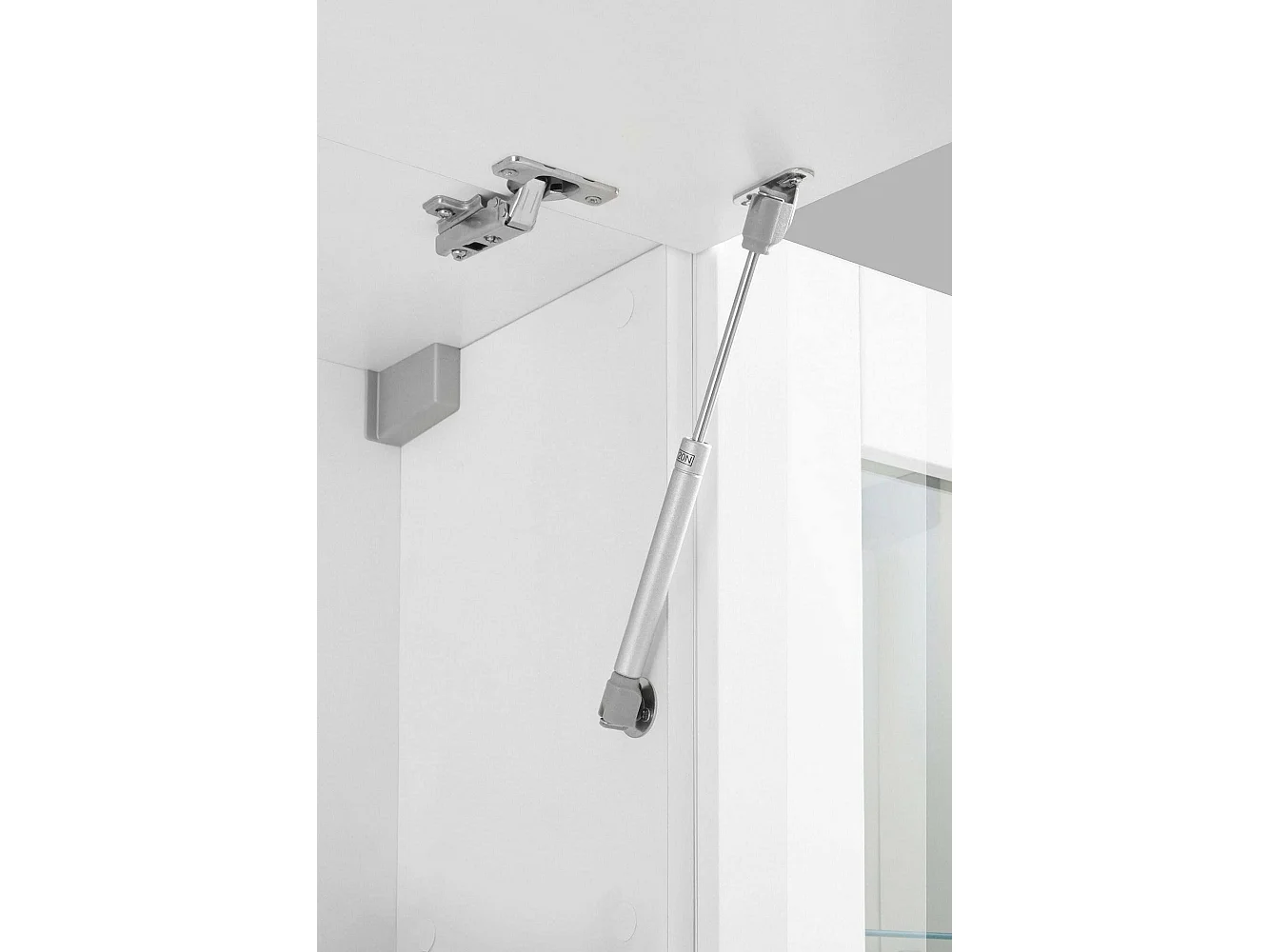 Parete Attrezzata Amel, 11 Ripiani Made in Italy, 30x260x180h cm Bianco Lucido