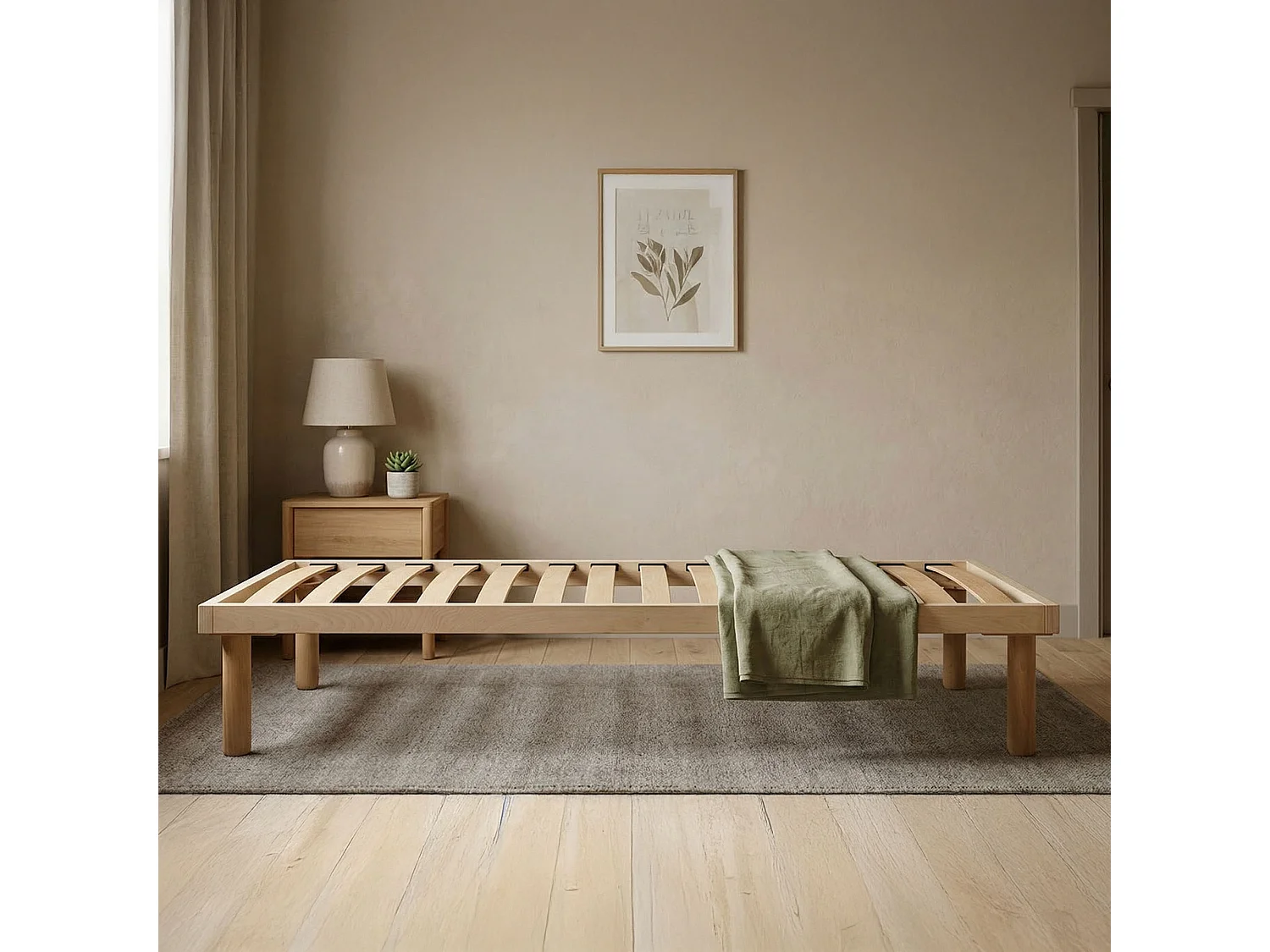 Sommier double Dabatne, sommier orthopédique à lattes en bois, 100% Made in Italy, 120x190h31 cm