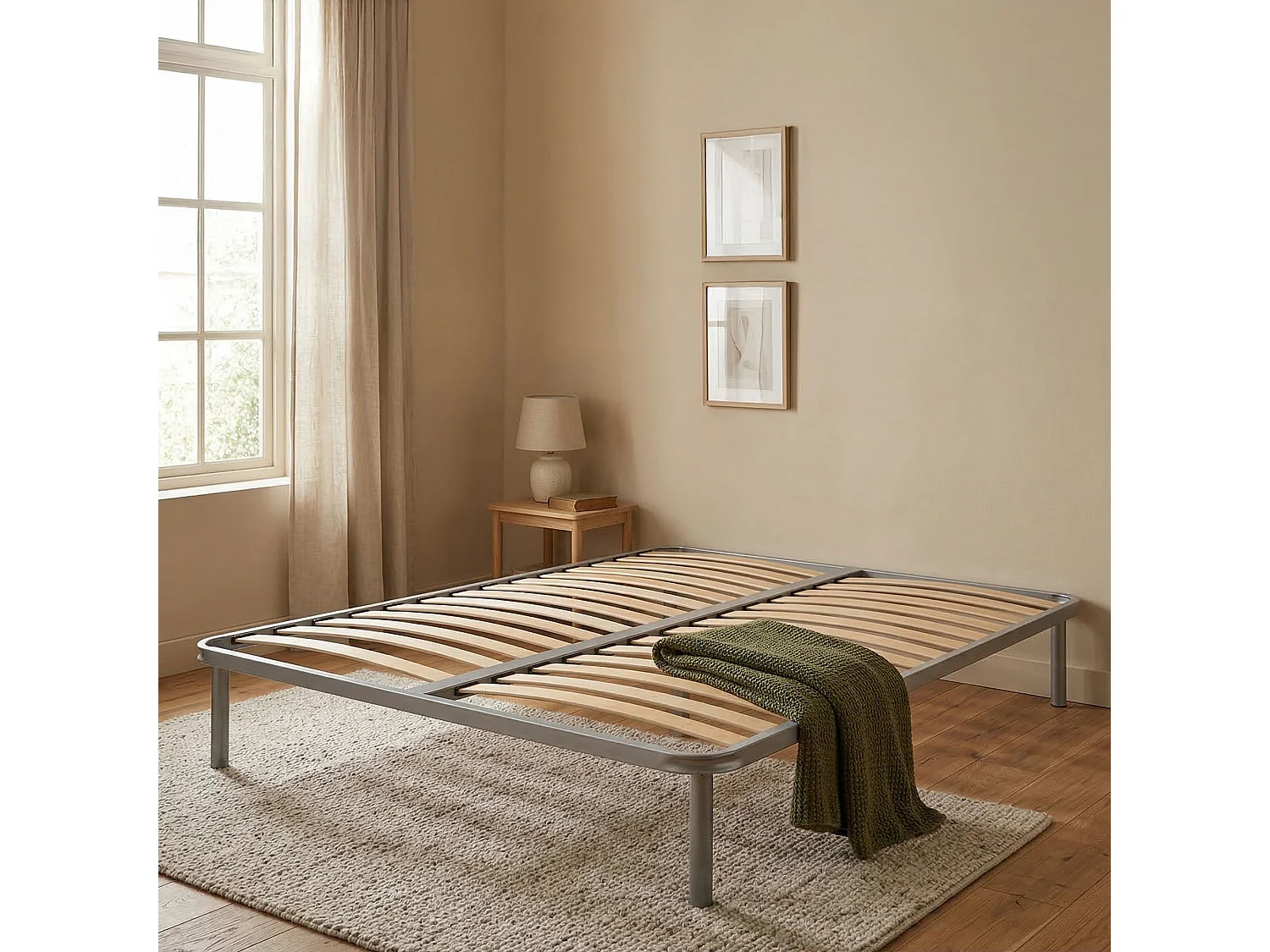Dgome tweepersoonsbedbodem, orthopedische basis van berkenmultiplex met 13 latten, 100% Made in Italy, 140x190h 34 cm