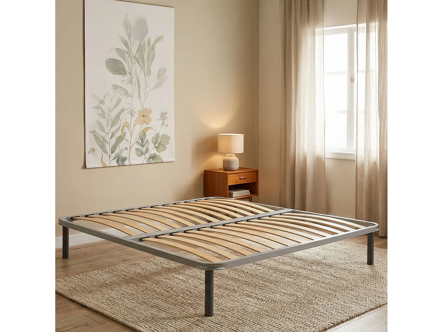 Sommier double Dgome, Sommier orthopédique en contreplaqué de bouleau avec 13 lattes, 100% Made in Italy, 160x190h 34 cm