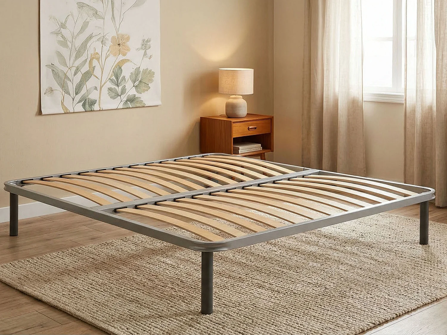 Sommier double Dgome, Sommier orthopédique en contreplaqué de bouleau avec 13 lattes, 100% Made in Italy, 160x190h 34 cm