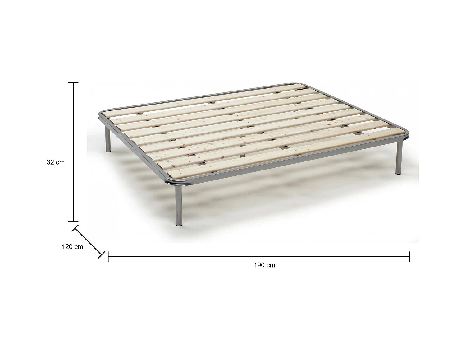 Sommier double Dabaun, Sommier orthopédique à lattes rabotées, 100% Made in Italy, 120x190h31 cm