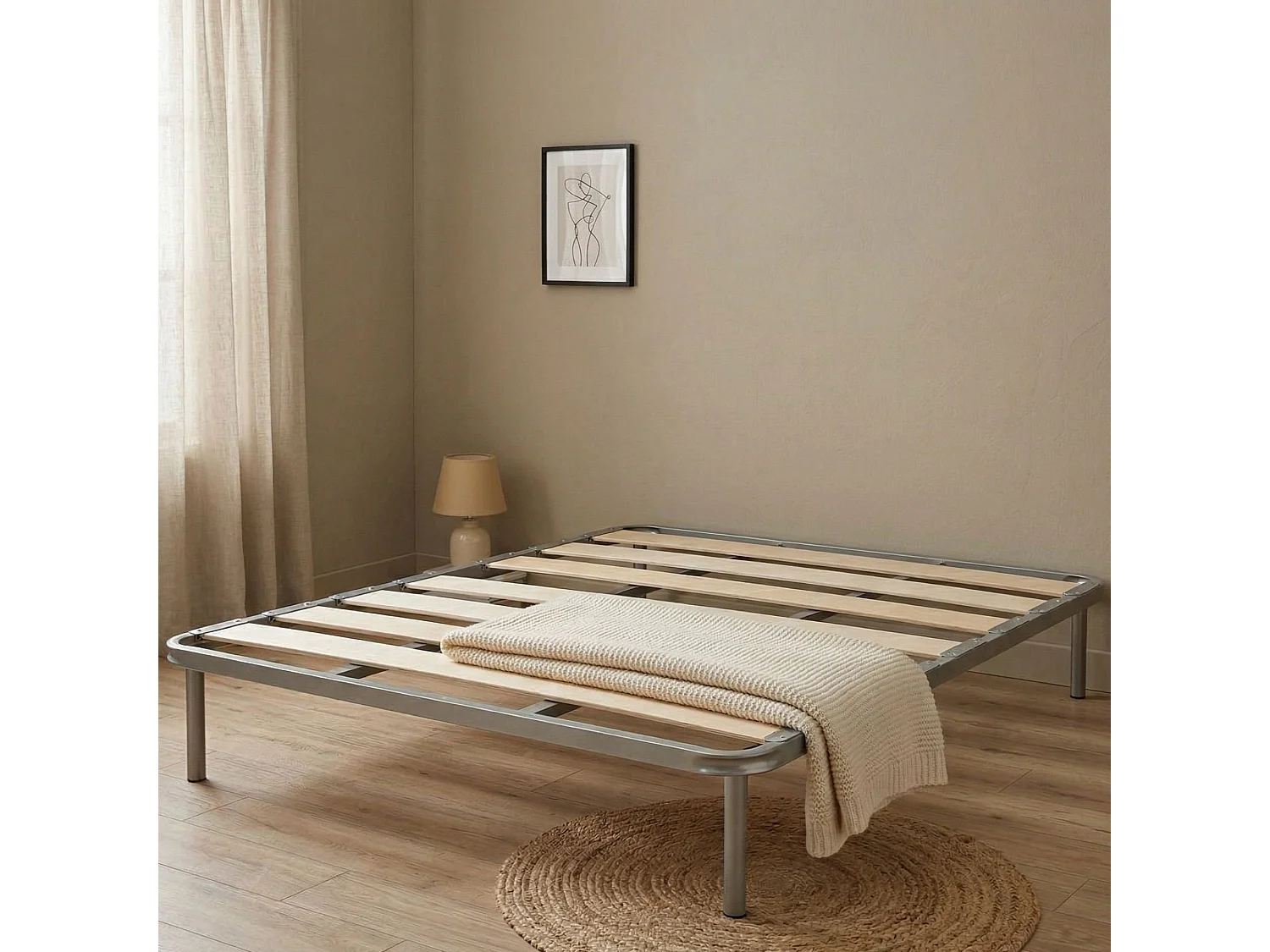 Doppelbettboden Dabatt, Orthopädische Basis mit breiten Latten, 100% Made in Italy, Cm 160x190h31