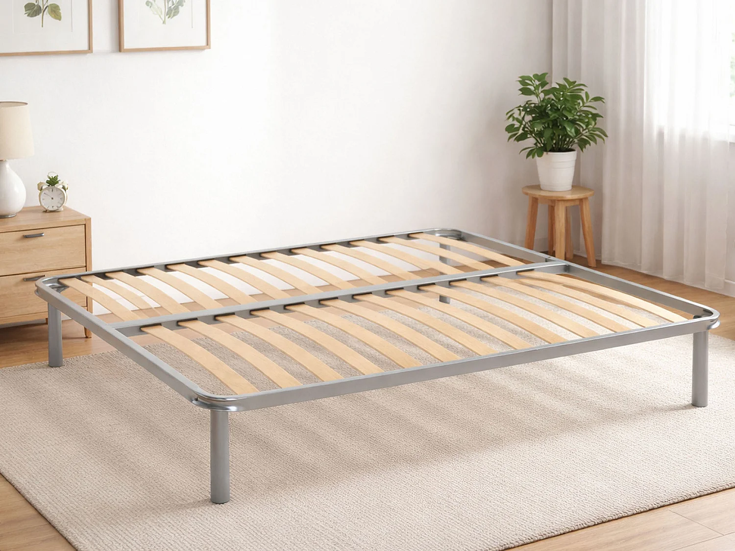 Sommier double Dgome, Sommier orthopédique en contreplaqué de bouleau avec 13 lattes, 100% Made in Italy, 180x190h 34 cm