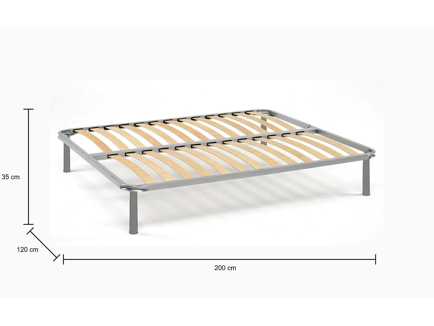 Sommier double Dabasso, sommier orthopédique en contreplaqué de bouleau avec 13 lattes, 100% Made in Italy, 120x200h34 cm
