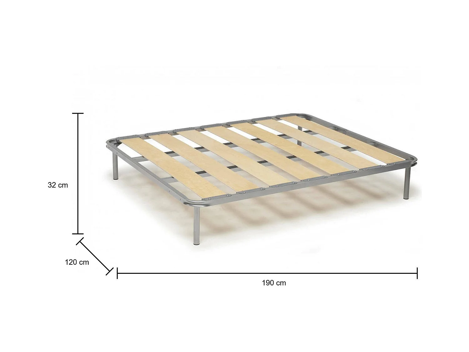 Dgregor dubbele bedbodem, orthopedische basis met brede latten, 100% Made in Italy, 120x190h 31 cm