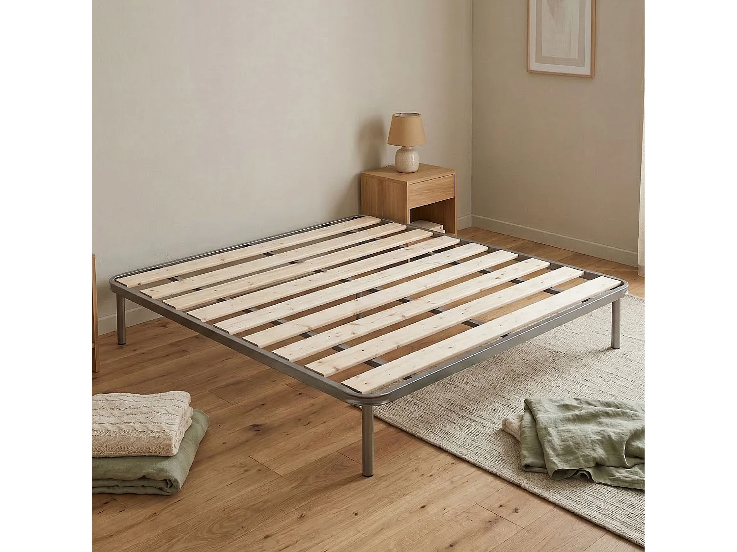Rete Letto Matrimoniale Aleck, Matrimoniale Made in Italy, 190x160 cm Grigio Alluminio
