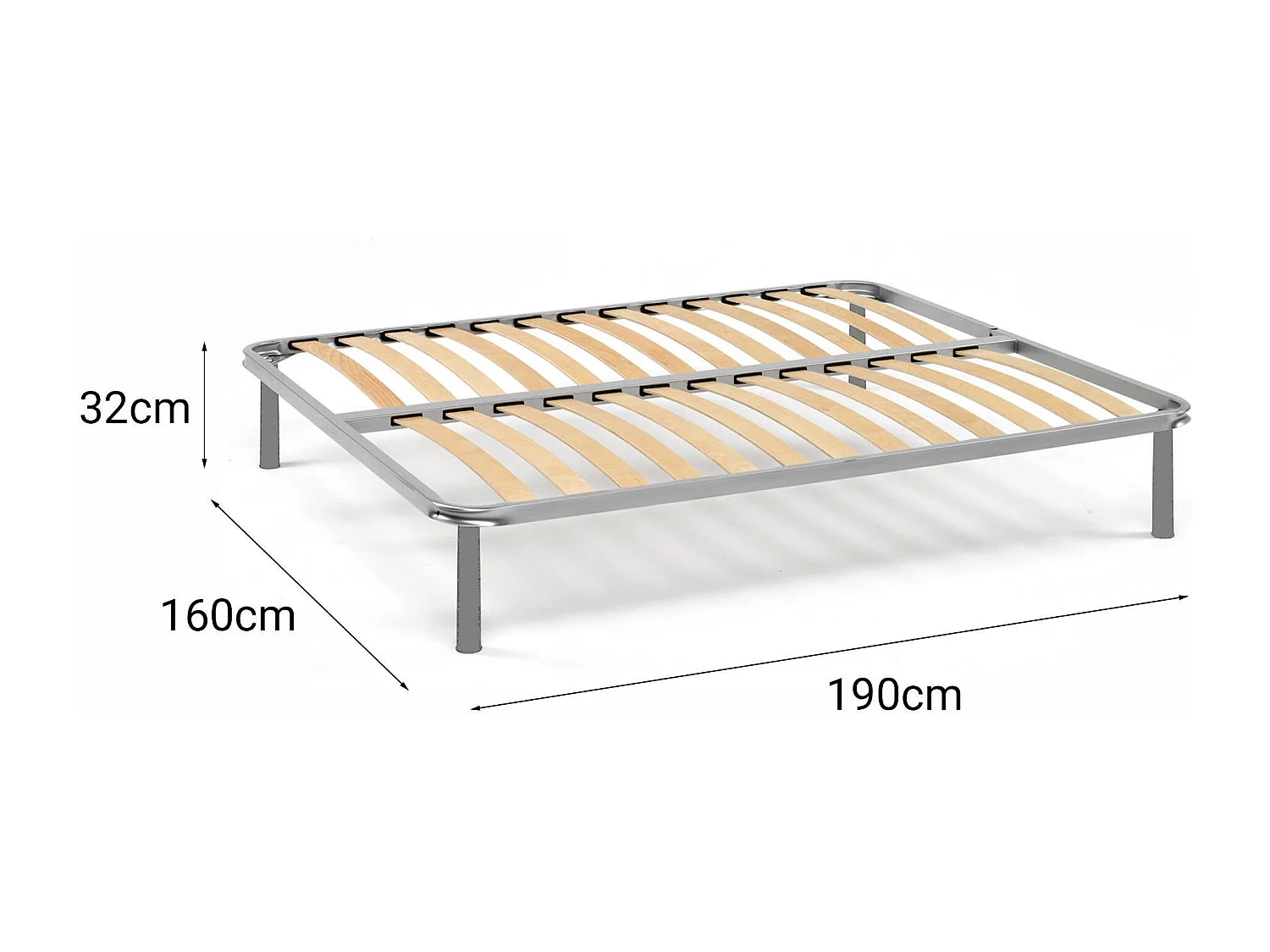 Somier doble Dgrasso, Somier ortopédico de láminas, 100% Made in Italy, 160x190h31 cm