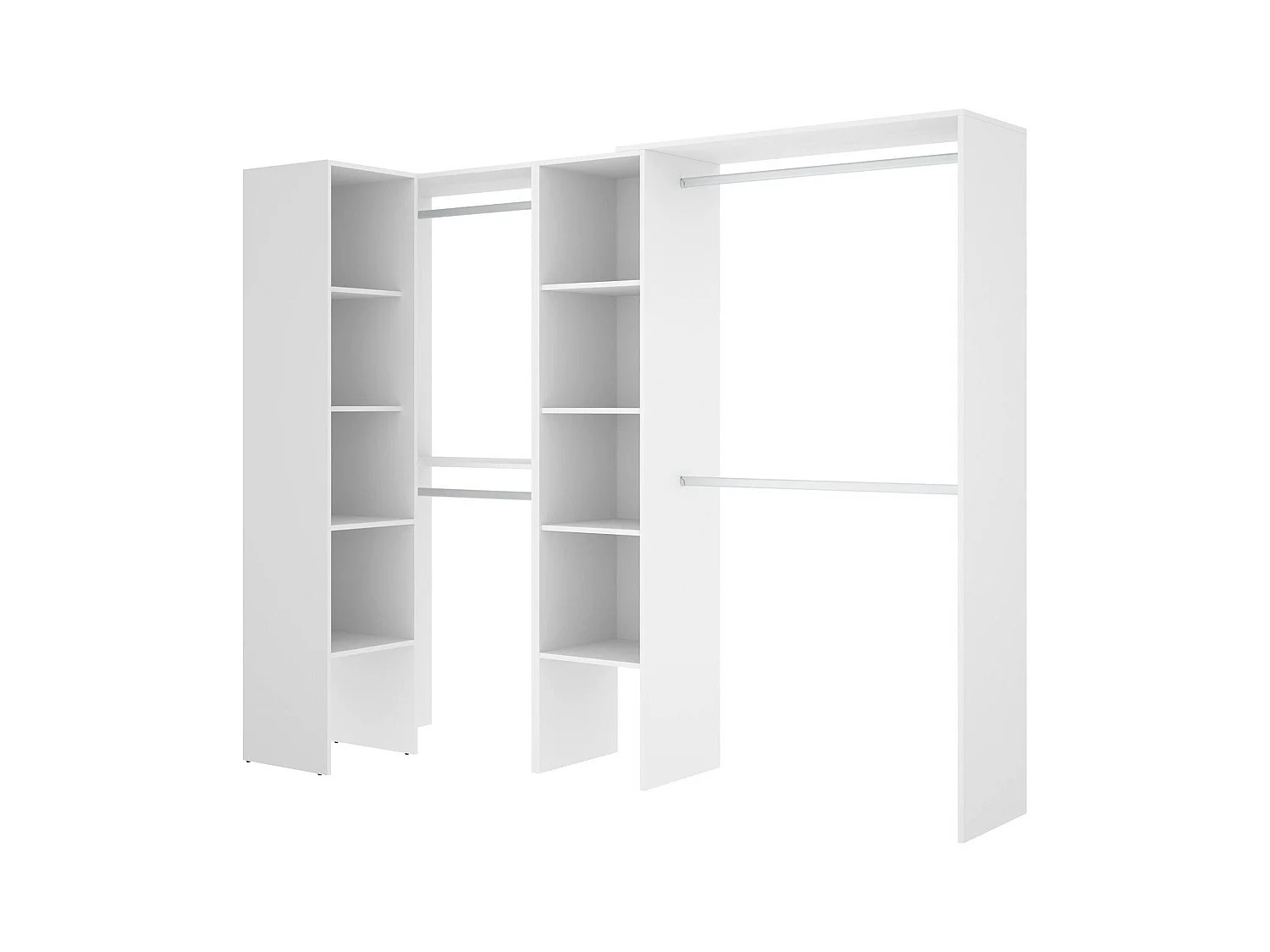 Armoire Dmagrin, Structure pour dressing d'angle, Cintre d'angle ouvert, 228x79h187 cm, Blanc