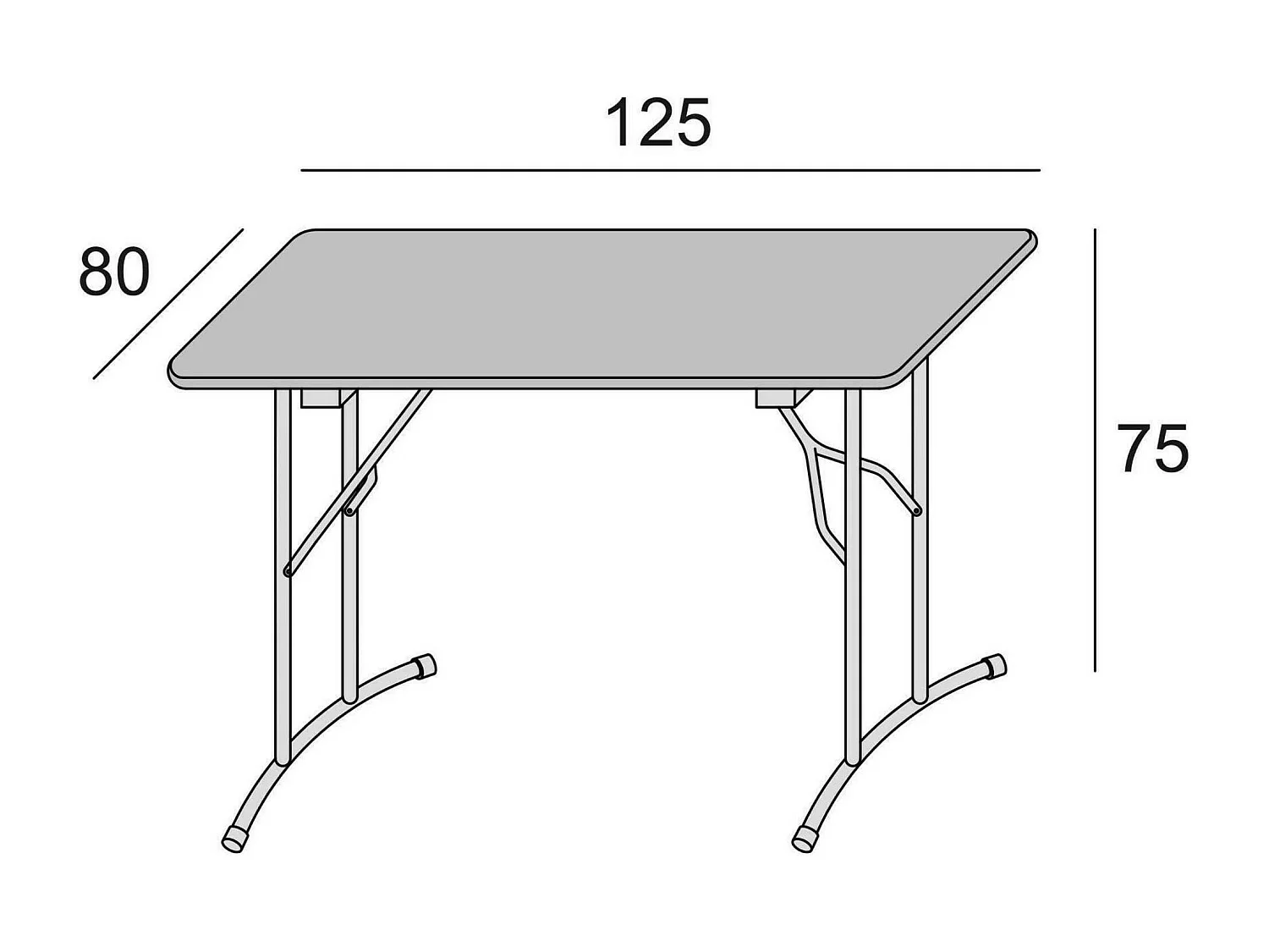Klapptisch Daccurs, Campingtisch mit klappbaren Metallbeinen, Moderner Mehrzweck - Esstisch, 100% Made in Italy, 125x75h80 cm, WeiÃŸ