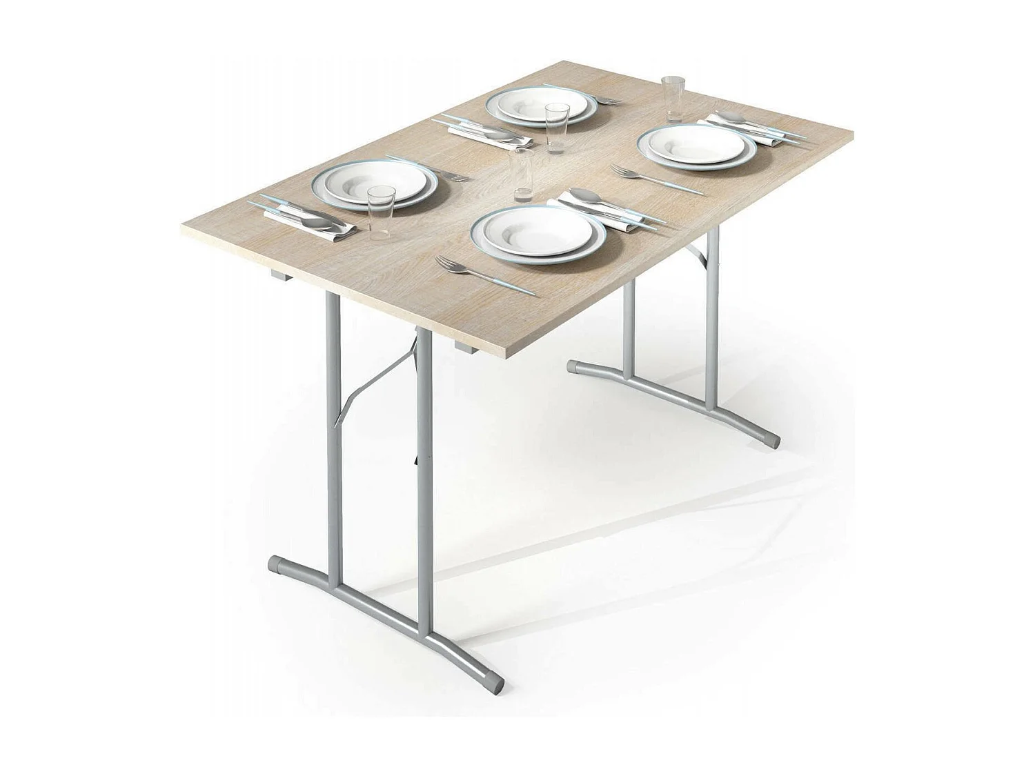 Mesa plegable Daccurs, Mesa de camping con patas plegables de metal, Mesa de comedor moderna multiusos, 100% Made in Italy, 125x75h80 cm, Roble y Gris