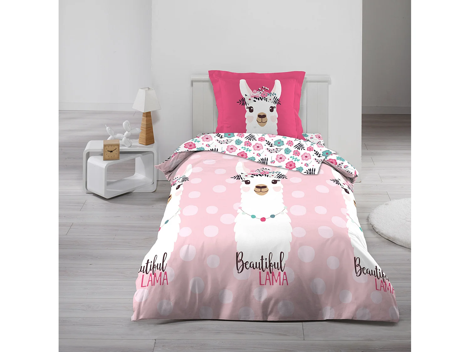 Parure de Drap + 1 taie d'oreiller Beautiful Lama