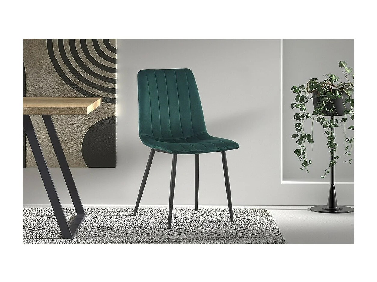 Cadeira BRUCE Veludo Verde, dimensões: H86 x L45 x P55 cm, ideal para uma sala de jantar design e moderna.