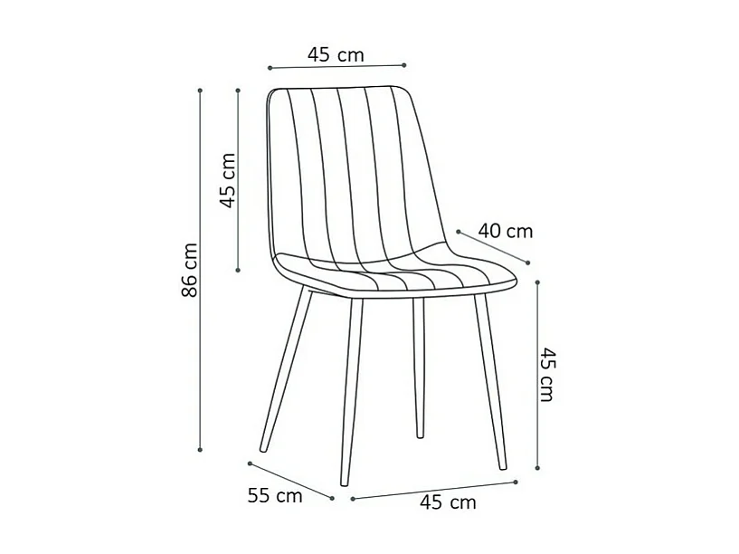 Chaise BRUCE Velours Rose, dimensions: H86 x L45 x P55 cm, idéal pour une salle à manger design et moderne