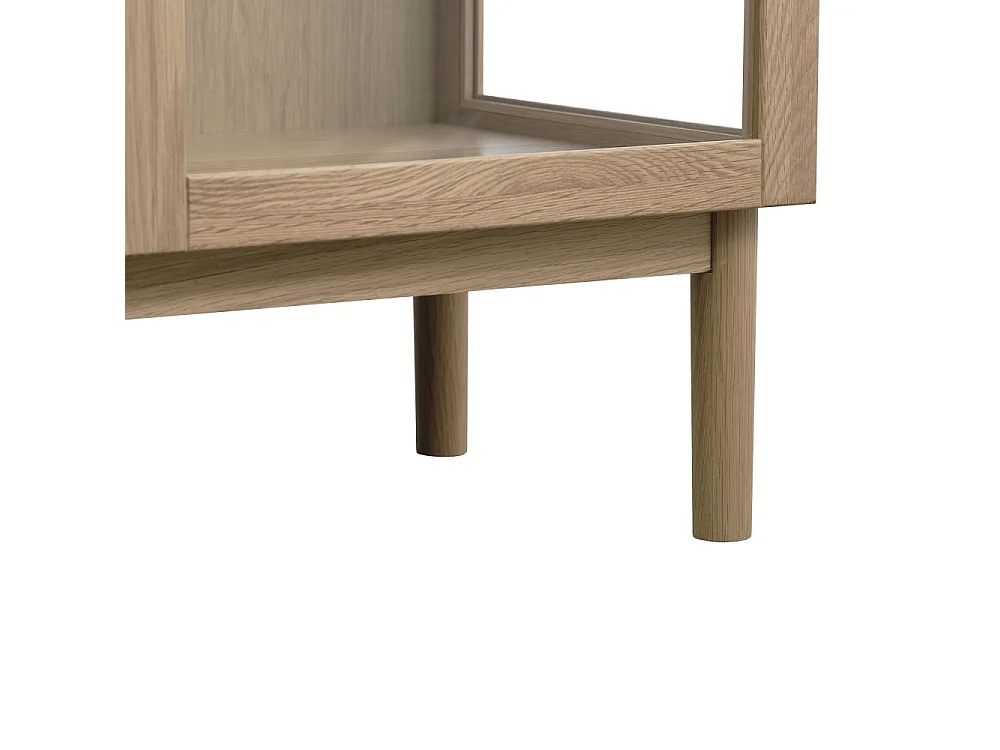 Cahir - Vitrine 2 portes en verre trempé et bois H140cm - Bois clair