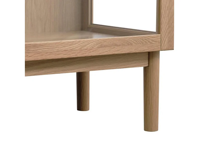 Cahir - Vitrine 2 portes en verre trempé et bois H140cm - Bois clair