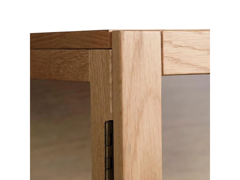 Cahir - Vitrine 2 portes en verre trempé et bois H140cm - Bois clair