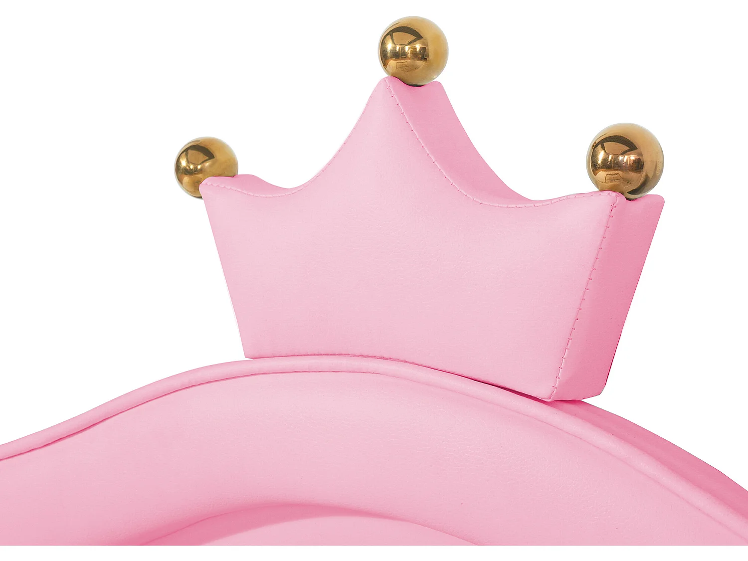 Lit enfant en similicuir avec LED - tête de lit en forme de couronne - 140x200cm - rose