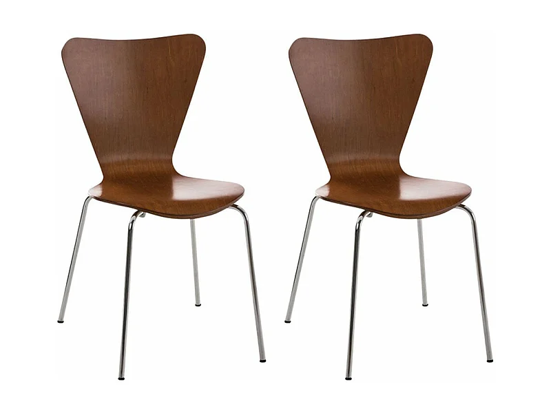 Lot de 2 chaises de séjour bureau en bois marron et métal CDS10013