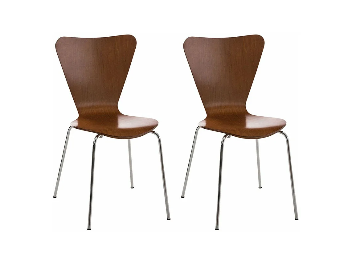Lot de 2 chaises de séjour bureau en bois marron et métal CDS10013