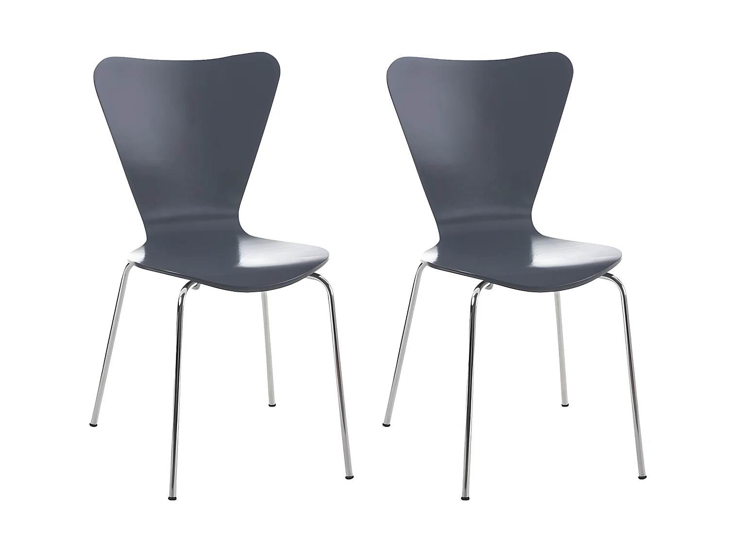 Lot de 2 chaises de séjour bureau en bois gris et métal CDS10012