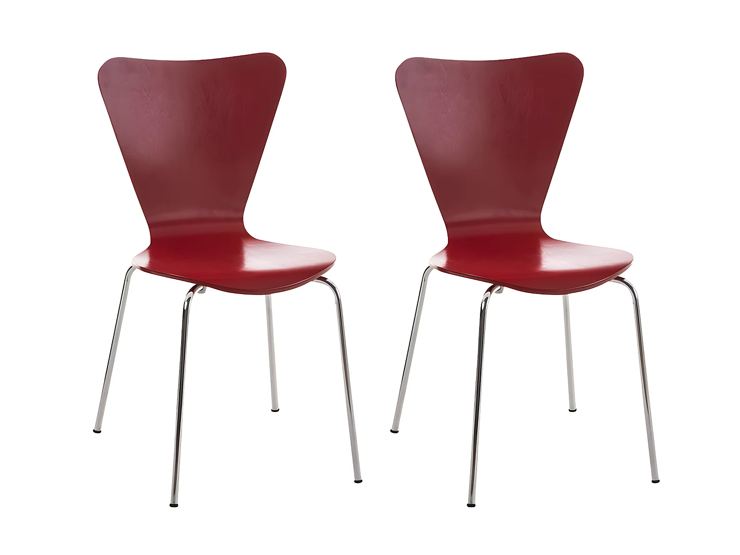 Lot de 2 chaises de séjour bureau en bois rouge et métal CDS10006
