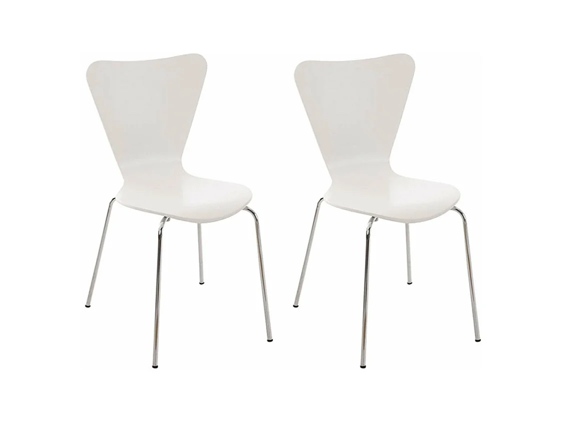 Lot de 2 chaises de séjour bureau en bois blanc et métal CDS10007