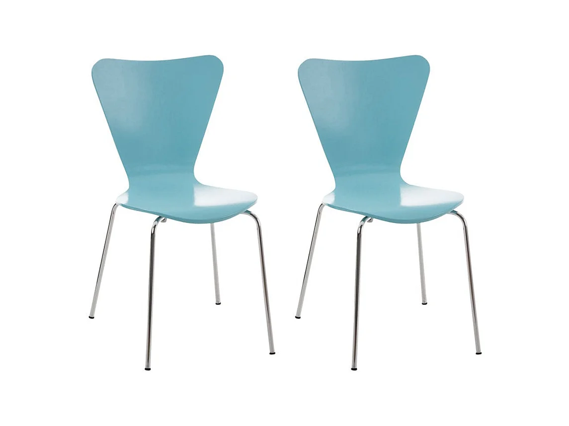 Lot de 2 chaises de séjour bureau en bois bleu et métal CDS10011