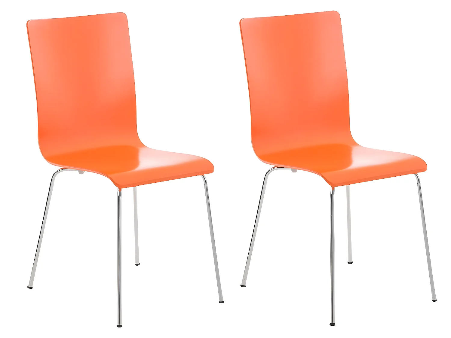 Lot de 2 chaises de cuisine en bois orange et métal CDS10070