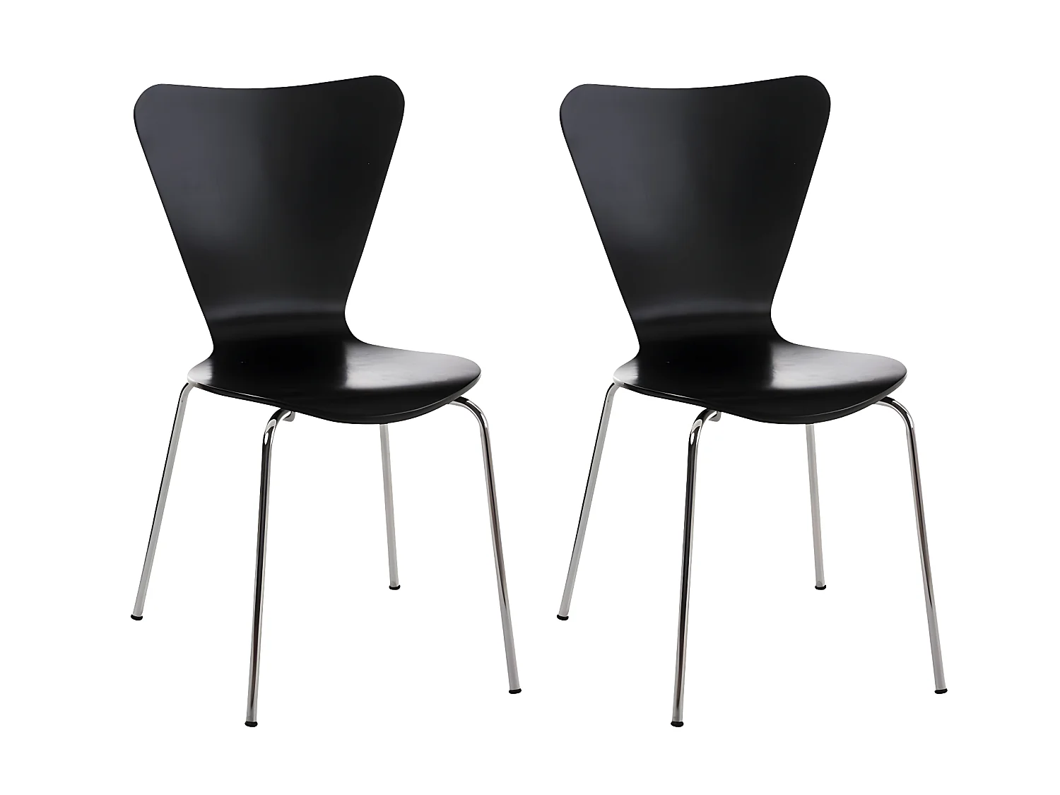 Lot de 2 chaises de séjour bureau en bois noir et métal CDS10014