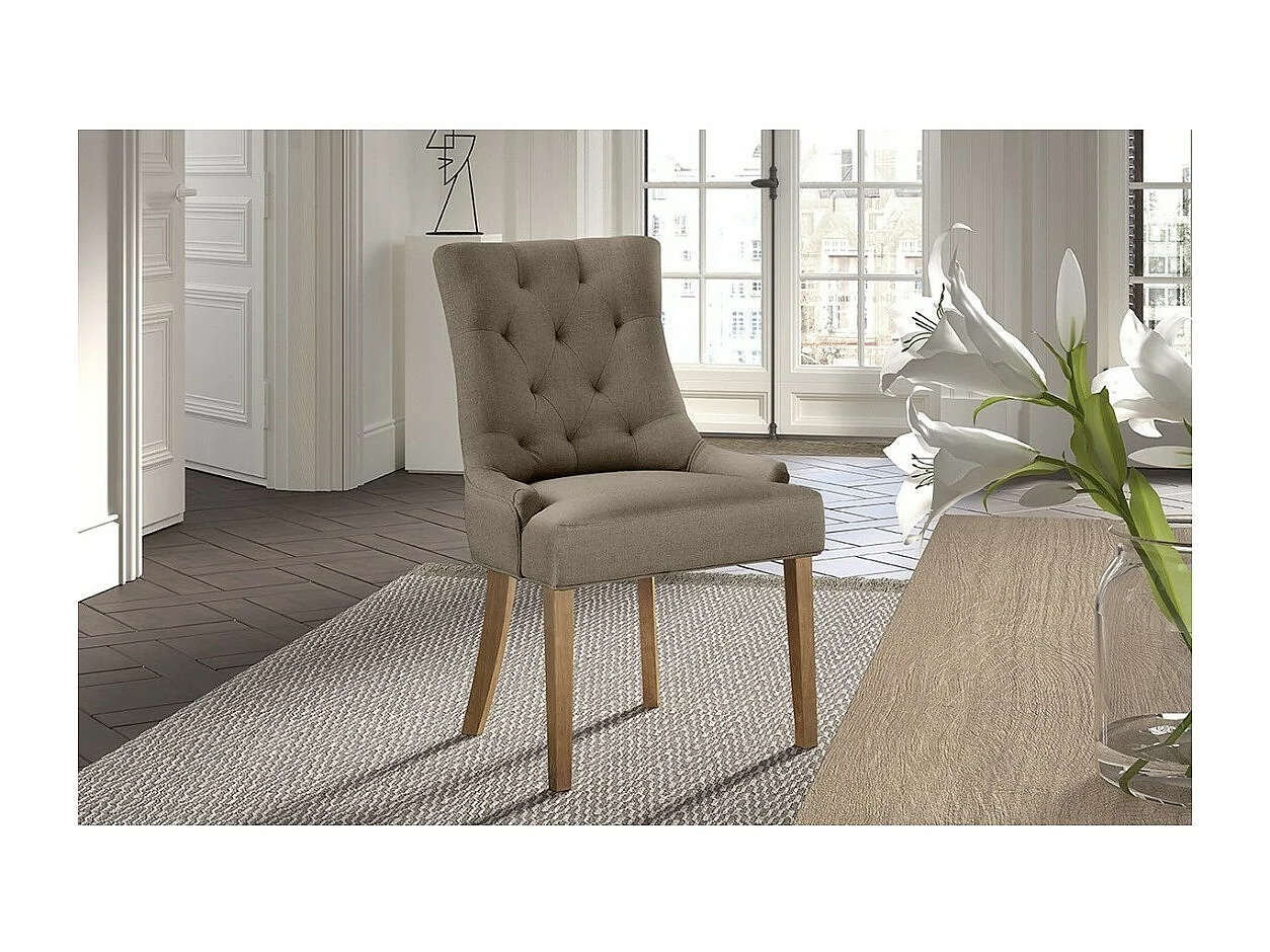 Silla ROYA Tela Color Topo, dimensiones H93 x L56 x P60 cm, ideal para tu cocina o comedor.