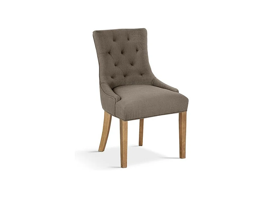 Chaise ROYA – Tissu taupe – Pieds bois – H93 x L56 x P60 cm