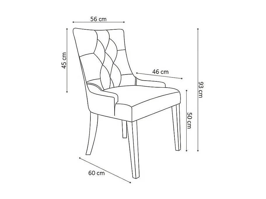Silla ROYA Tela Arena, dimensiones H93 x L56 x P60, ideal para tu cocina o comedor.