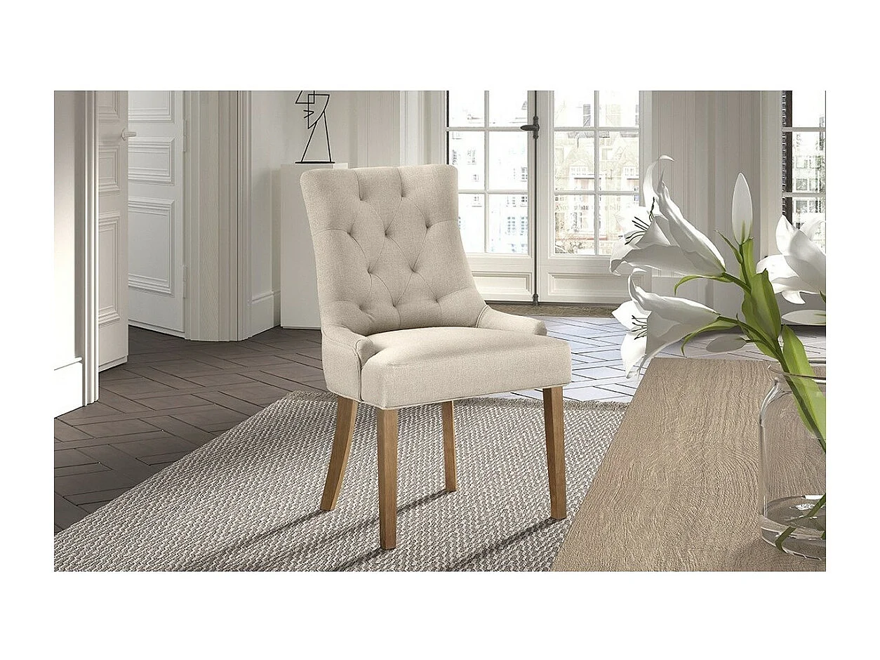 Silla ROYA Tela Arena, dimensiones H93 x L56 x P60, ideal para tu cocina o comedor.