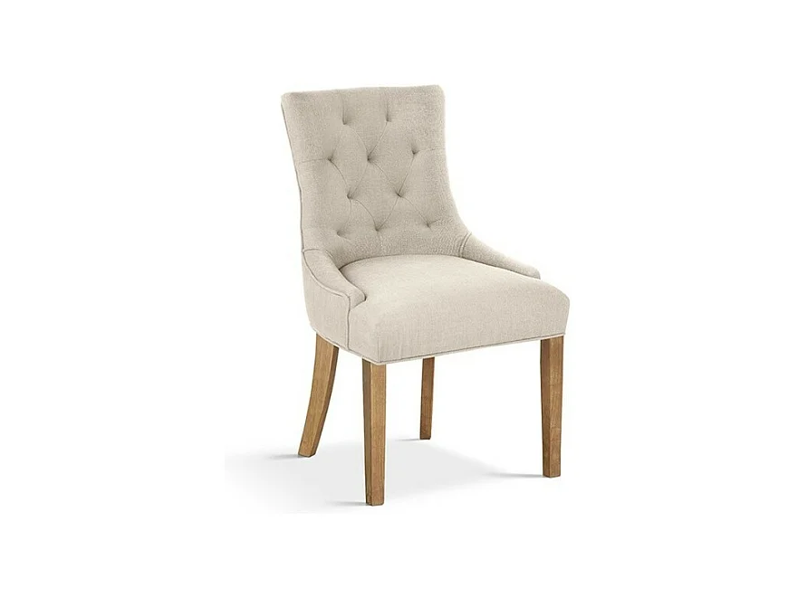 Chaise ROYA – Tissu sable – Pieds bois – H93 x L56 x P60 cm